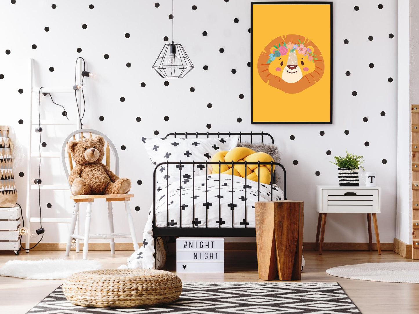 Affiche Lion Animaux romantique fleur