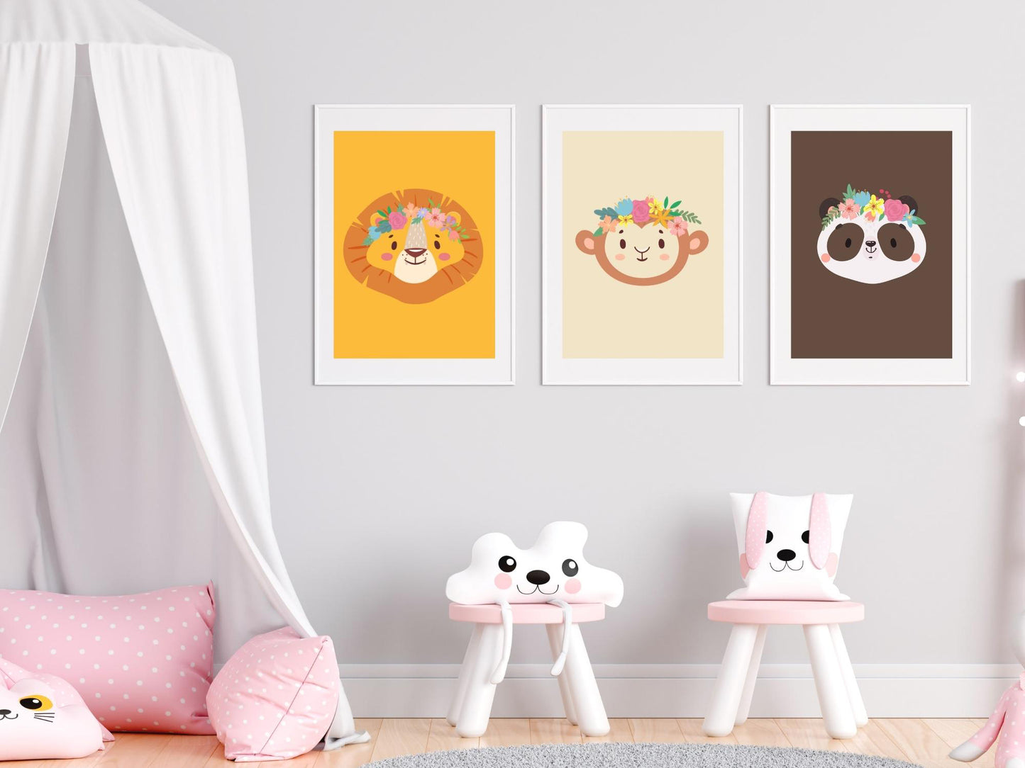 Affiche Lion Animaux romantique fleur