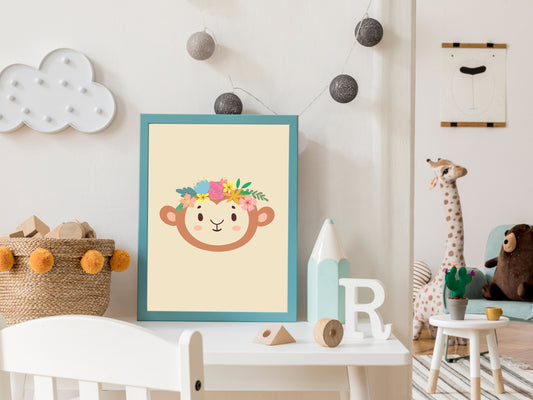 Affiche singe Animaux romantique fleur