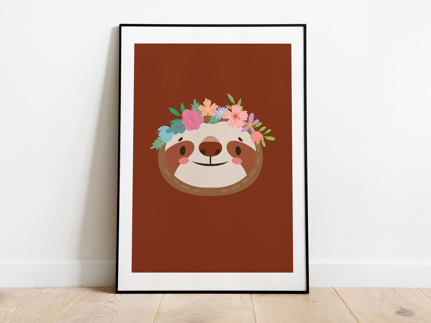 Affiche paresseux Animaux romantique fleur