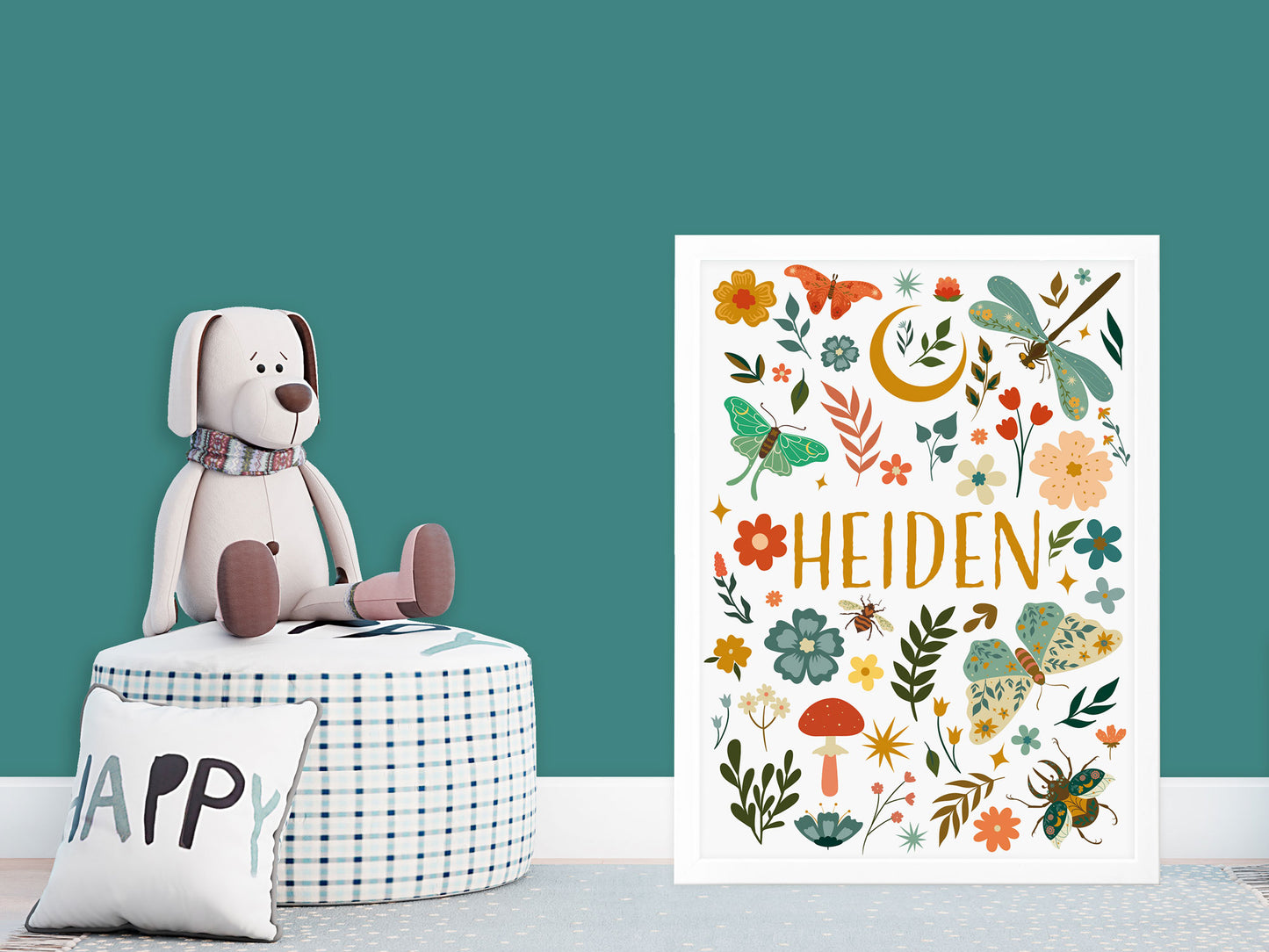 Affiche prénom personnalisable bohème et printemps