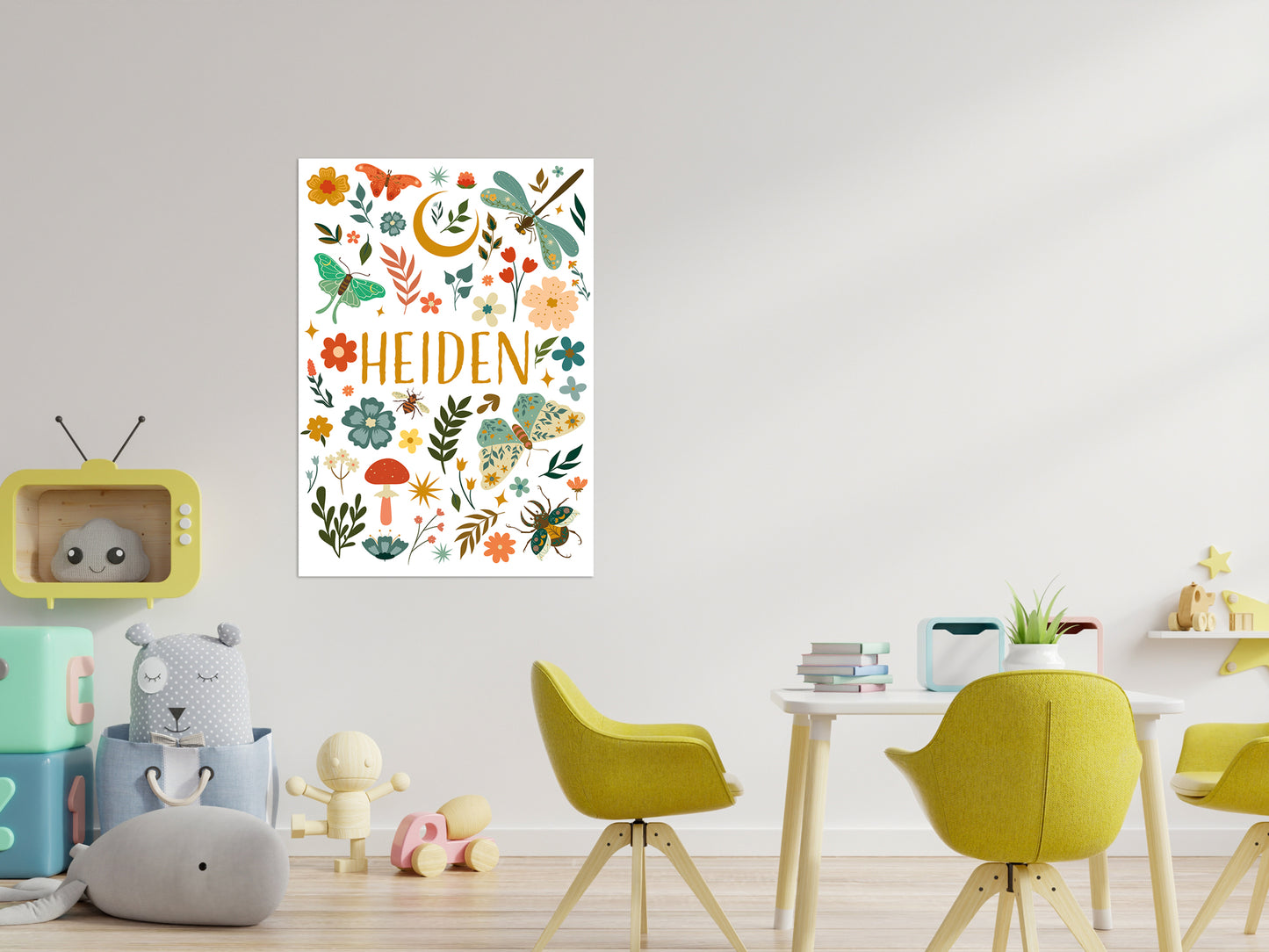 Affiche prénom personnalisable bohème et printemps