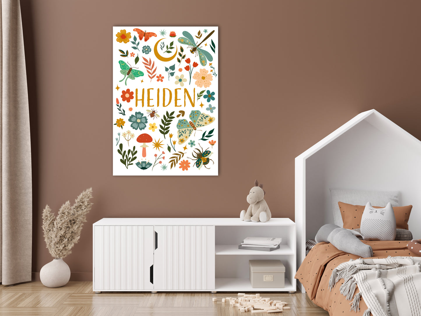 Affiche prénom personnalisable bohème et printemps