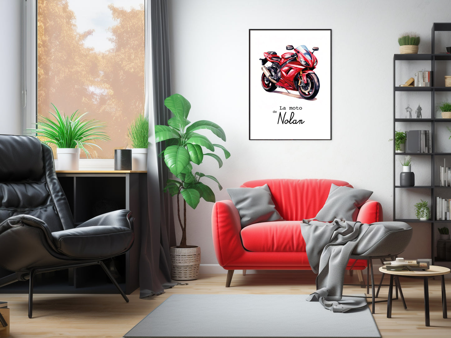 Affiche Personnalisée Moto rouge - La moto de {Prénom de l'Enfant}