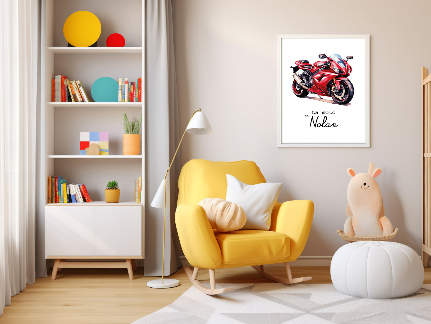 Affiche Personnalisée Moto rouge - La moto de {Prénom de l'Enfant}
