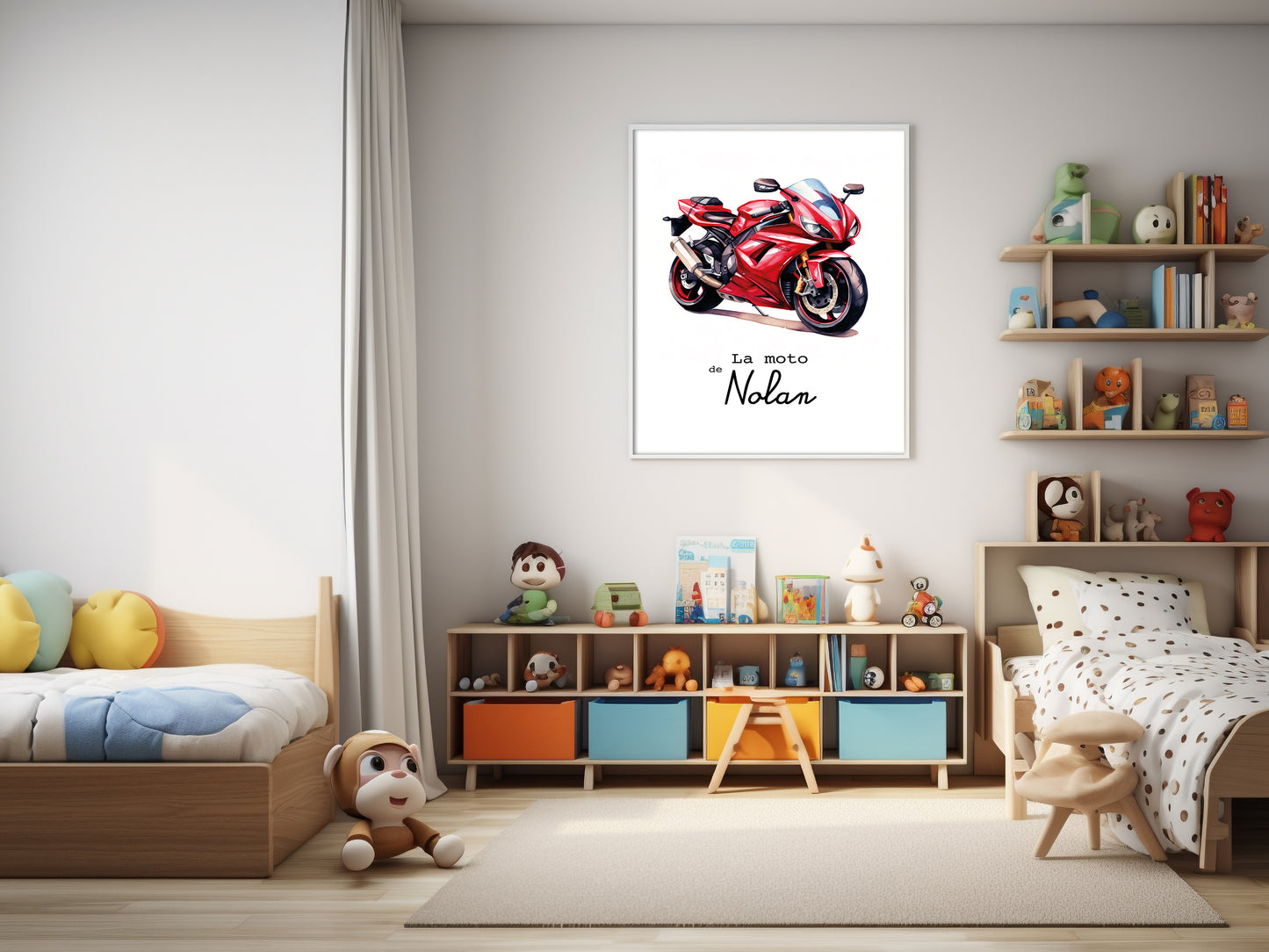 Affiche Personnalisée Moto rouge - La moto de {Prénom de l'Enfant}