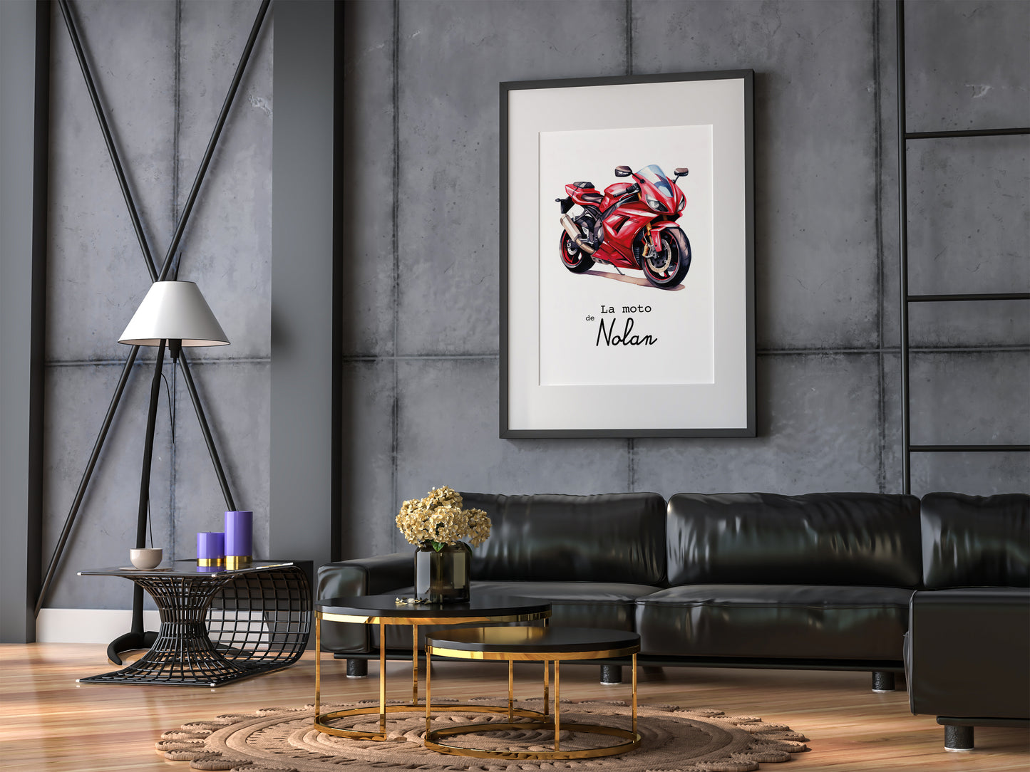 Affiche Personnalisée Moto rouge - La moto de {Prénom de l'Enfant}
