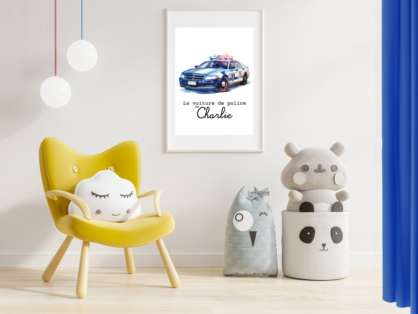 Affiche Personnalisée voiture de police - La voiture de police de {Prénom de l'Enfant} pour les petits fans de policier