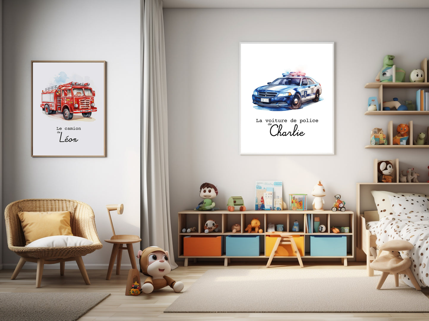 Affiche Personnalisée voiture de police - La voiture de police de {Prénom de l'Enfant} pour les petits fans de policier