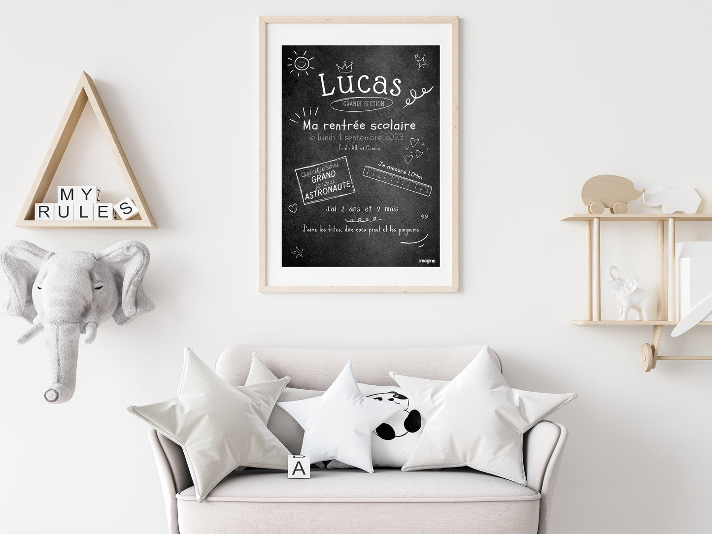 Affiche Ardoise Personnalisable pour Enfant - Souvenir de Rentrée Scolaire