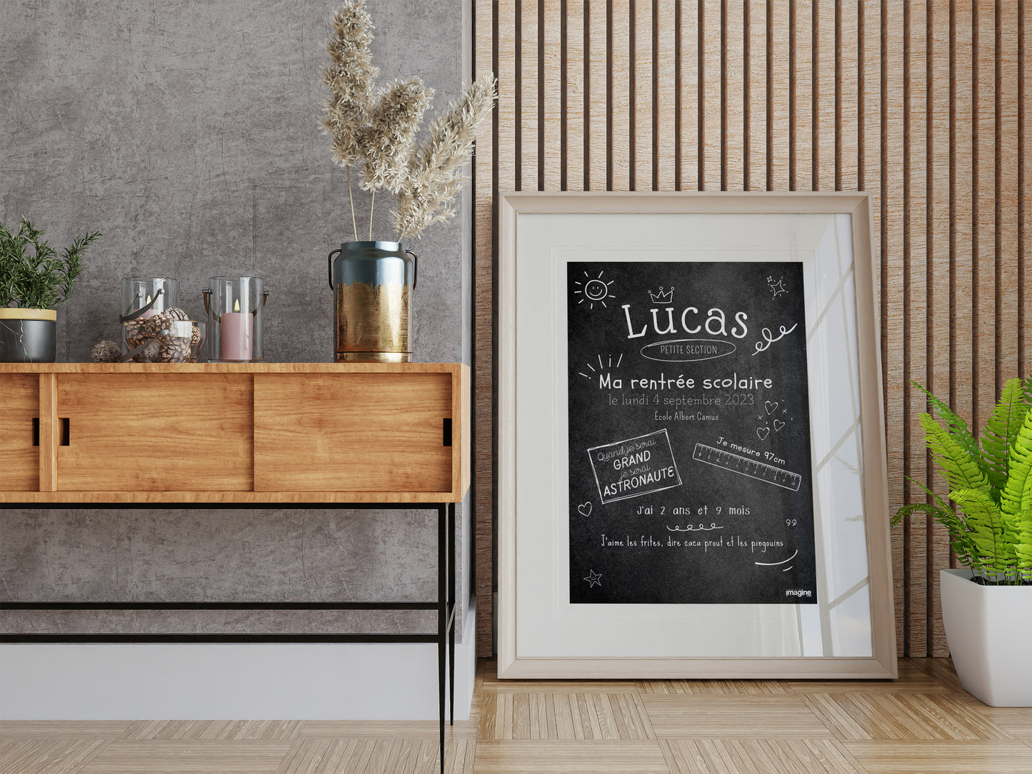 Affiche Ardoise Personnalisable pour Enfant - Souvenir de Rentrée Scolaire