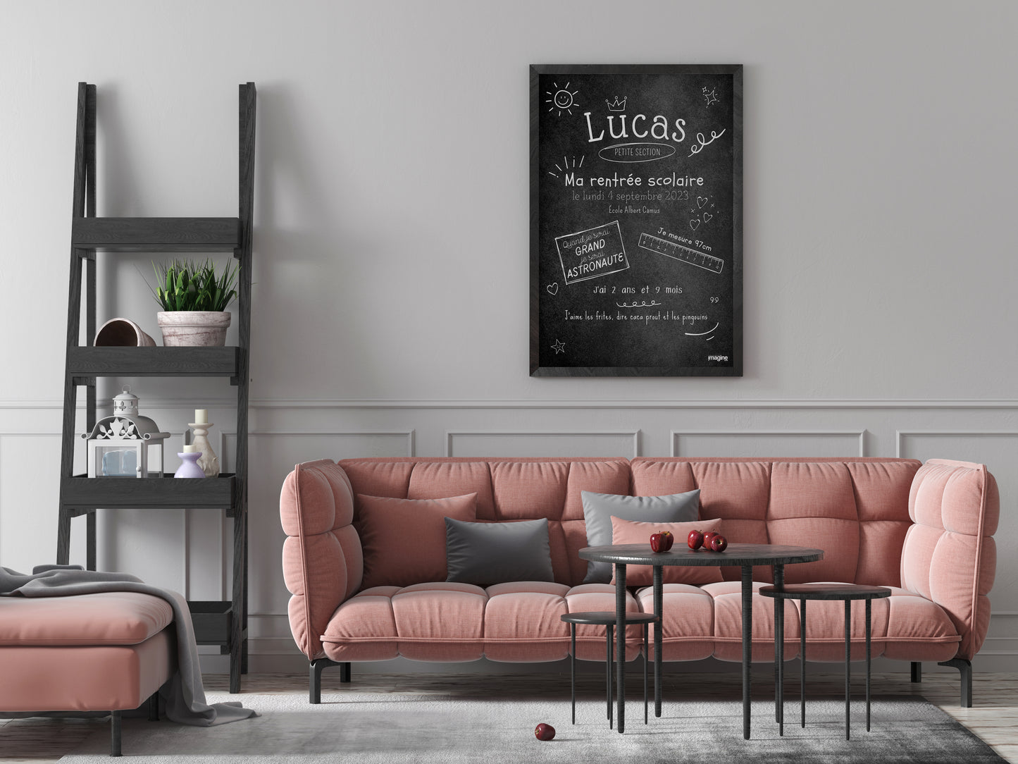 Affiche Ardoise Personnalisable pour Enfant - Souvenir de Rentrée Scolaire