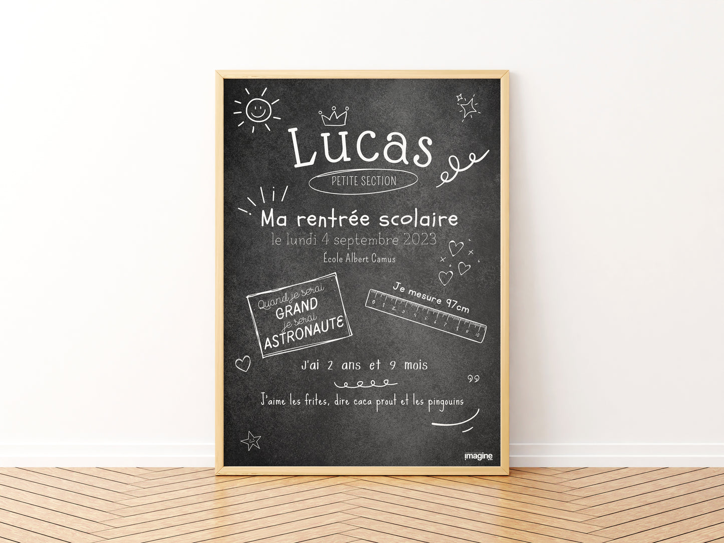 Affiche Ardoise Personnalisable pour Enfant - Souvenir de Rentrée Scolaire