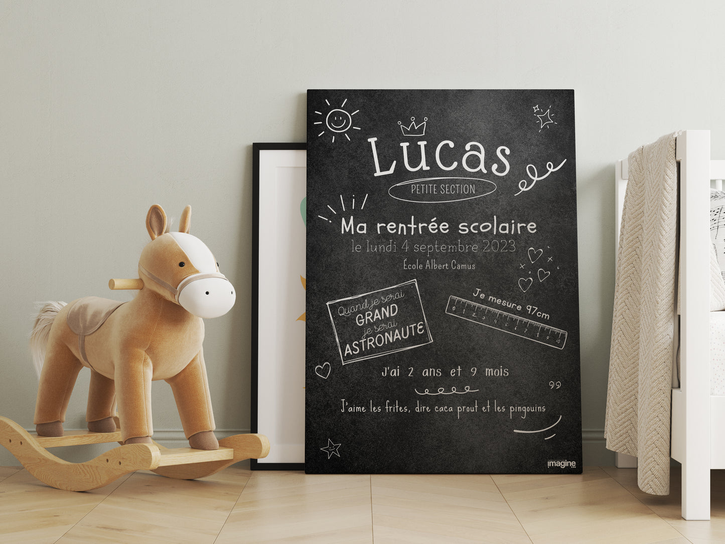 Affiche Ardoise Personnalisable pour Enfant - Souvenir de Rentrée Scolaire