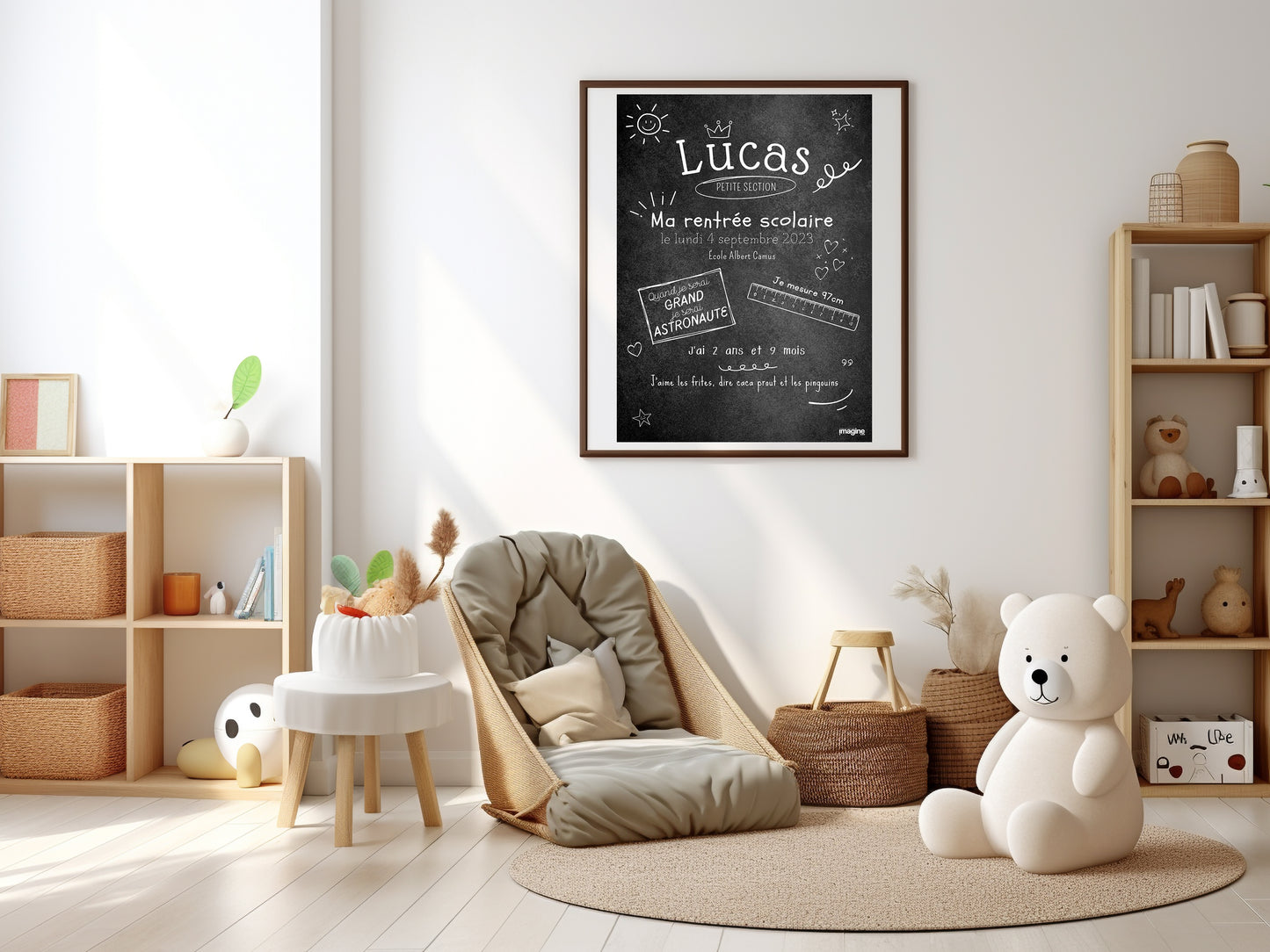 Affiche Ardoise Personnalisable pour Enfant - Souvenir de Rentrée Scolaire