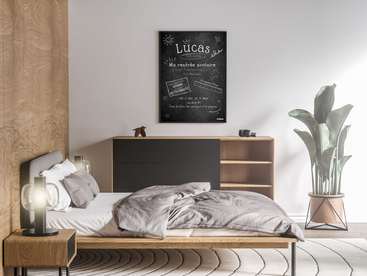 Affiche Ardoise Personnalisable pour Enfant - Souvenir de Rentrée Scolaire