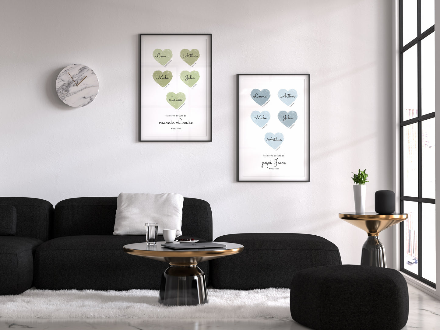 Affiche personnalisée papi et petits enfants