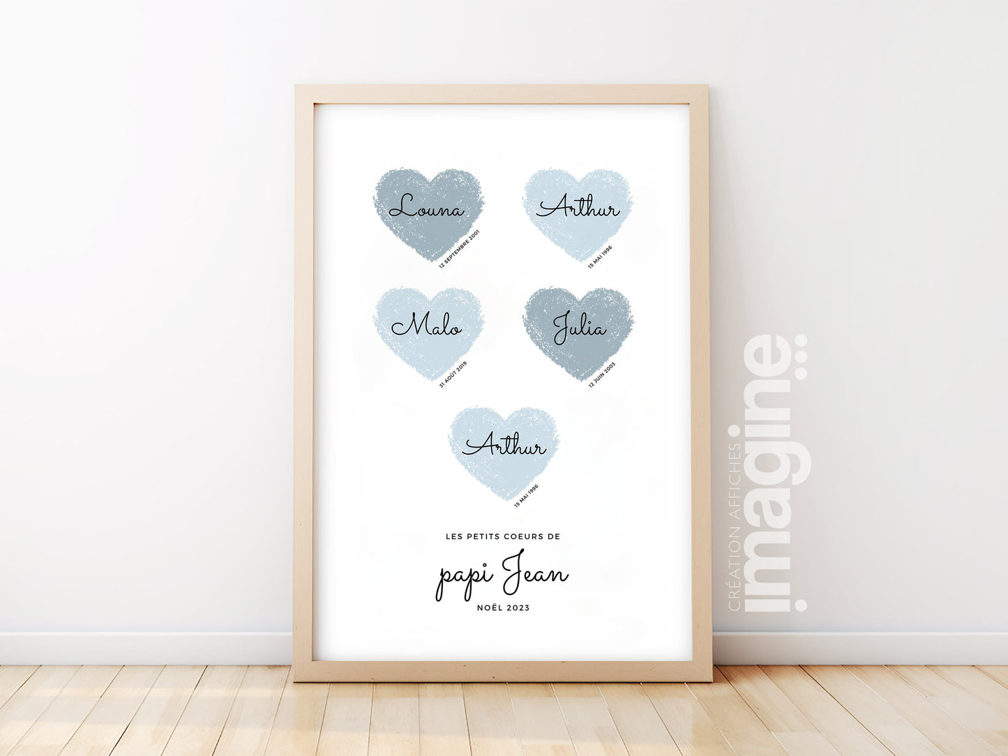 Affiche personnalisée papi et petits enfants
