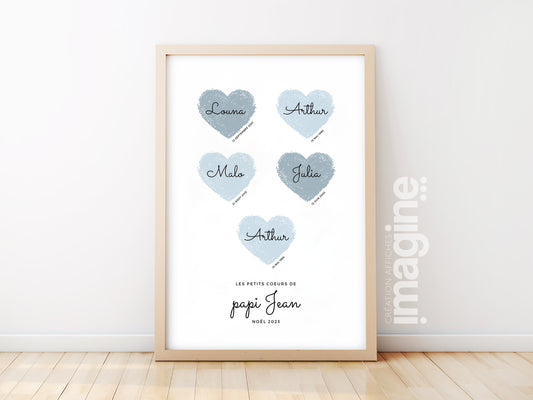 Affiche personnalisée papi et petits enfants