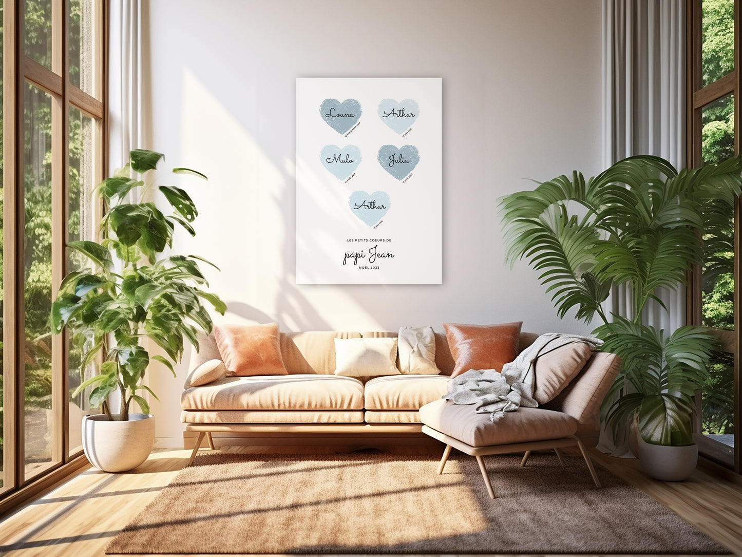 Affiche personnalisée papi et petits enfants