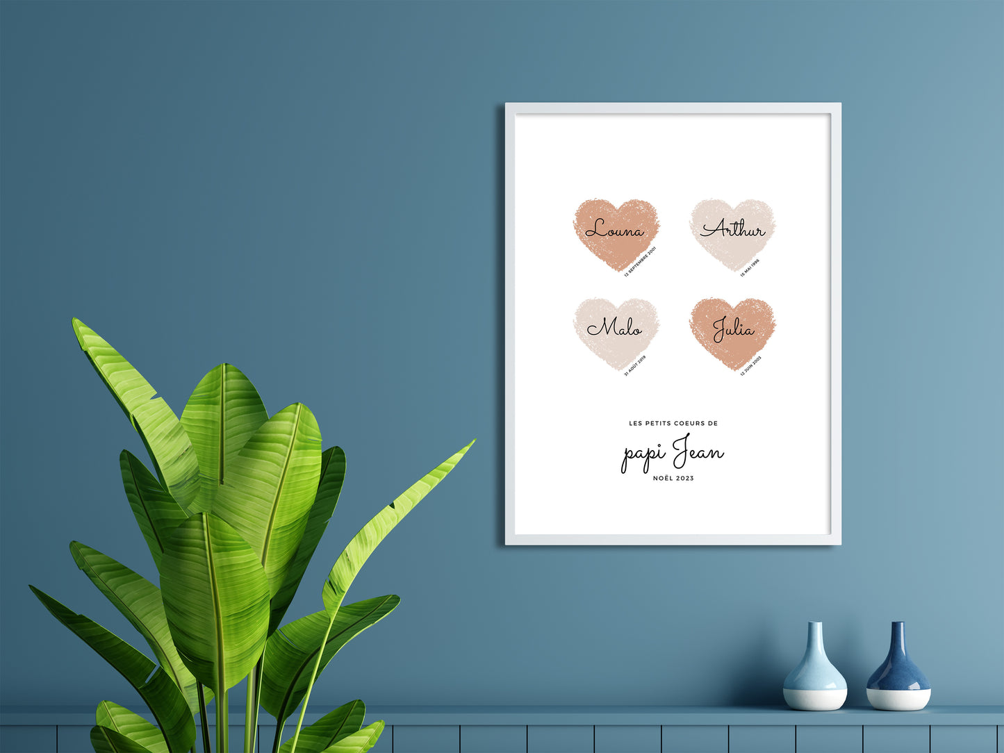Affiche personnalisée papi et petits enfants