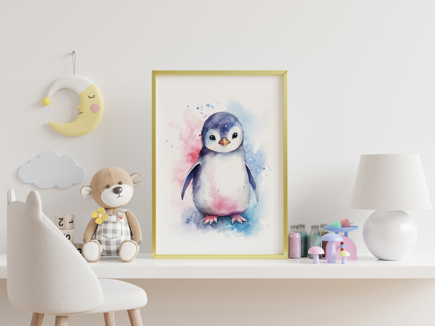 Set de 3 Affiches Pingouin sous la Lune