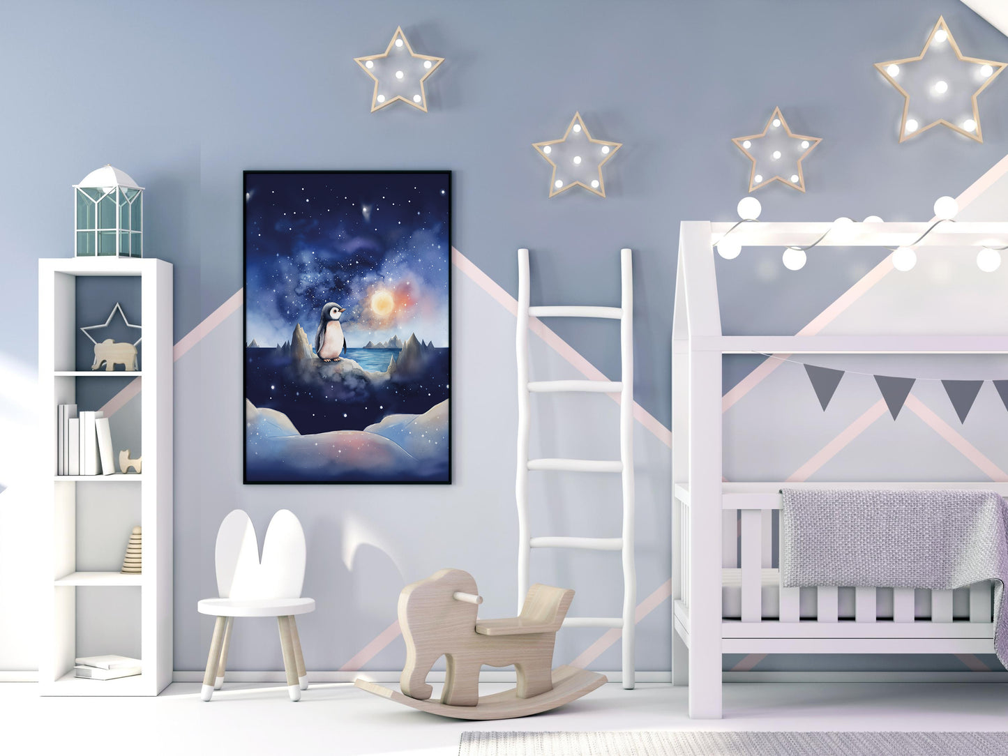 Set de 3 Affiches Pingouin sous la Lune