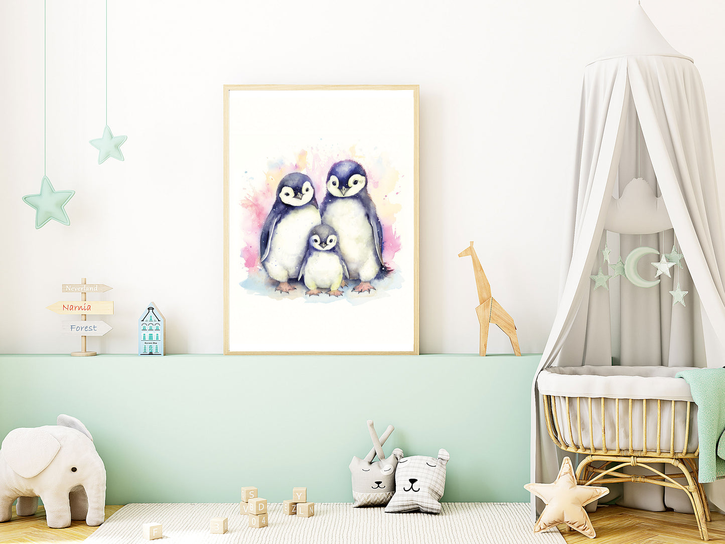 Set de 3 Affiches Pingouin sous la Lune