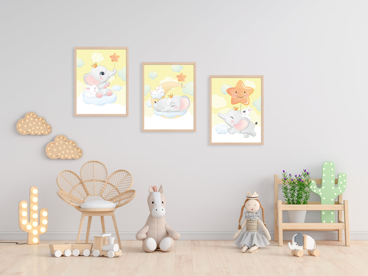 Affiches Éléphant mignon jaune