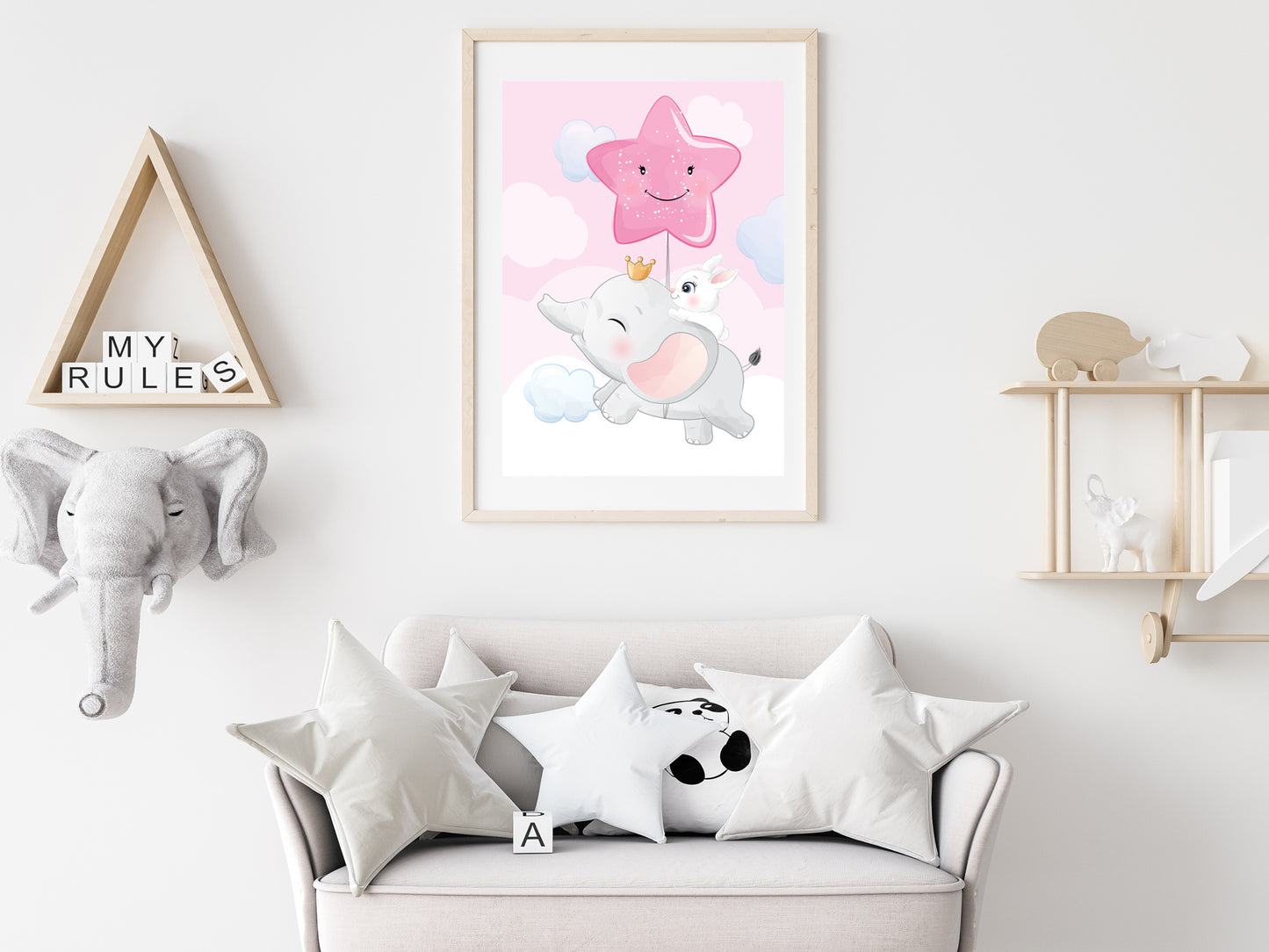 Affiches Éléphant mignon rose