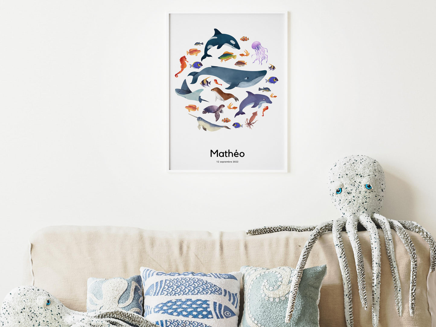 Affiche les animaux de la mer avec texte personnalisable