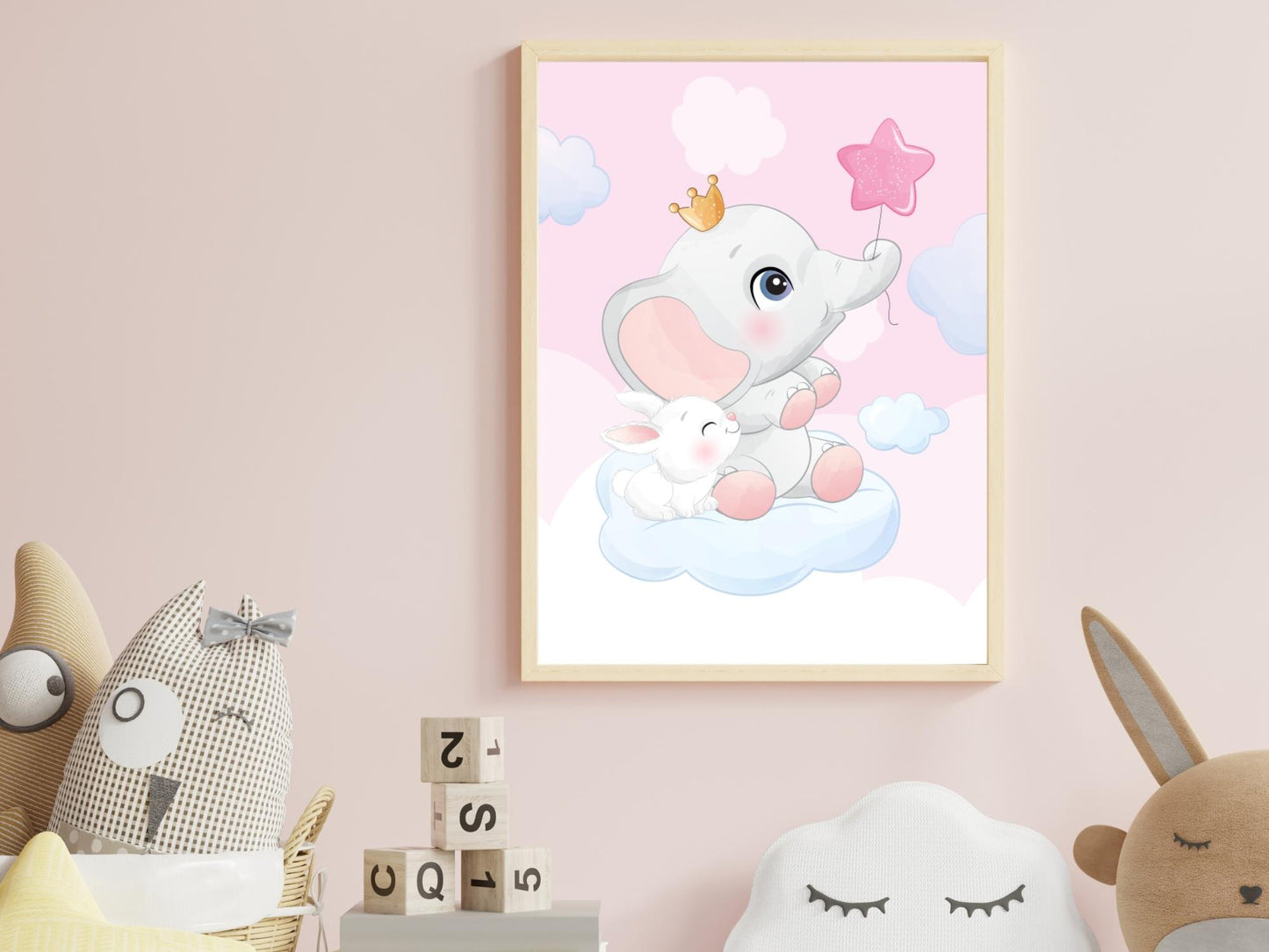 Affiches Éléphant mignon rose