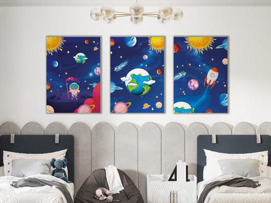 Space 3 posters for children's room - Boy or girl decoration - Space posters - Astronaut Cosmonaut gift idea - A4 A3 quality printing