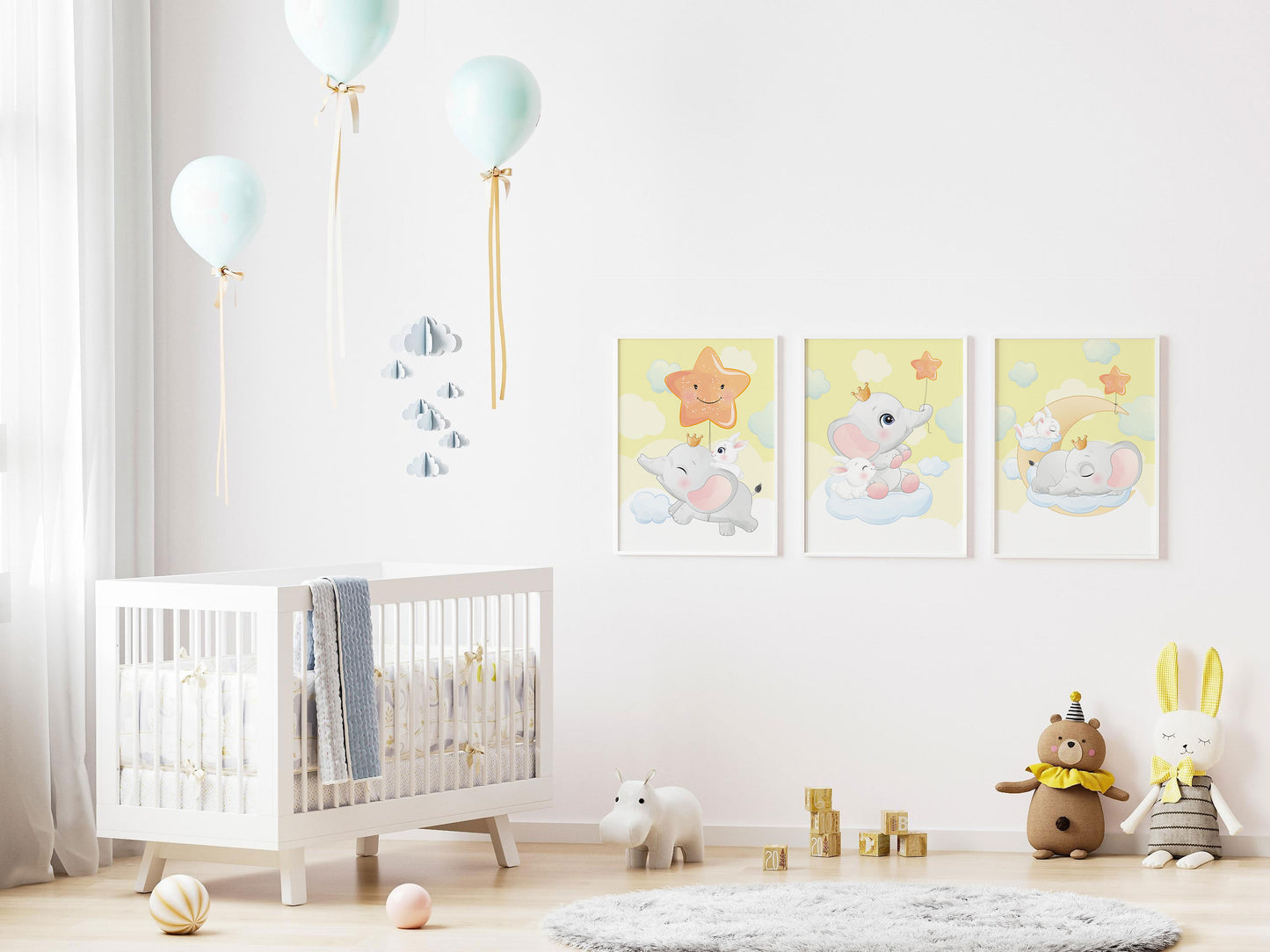 Affiches Éléphant mignon jaune
