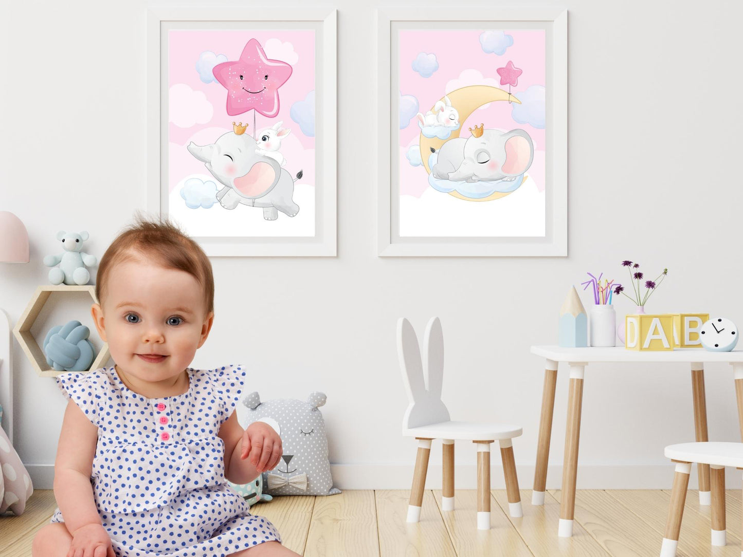 Affiches Éléphant mignon rose