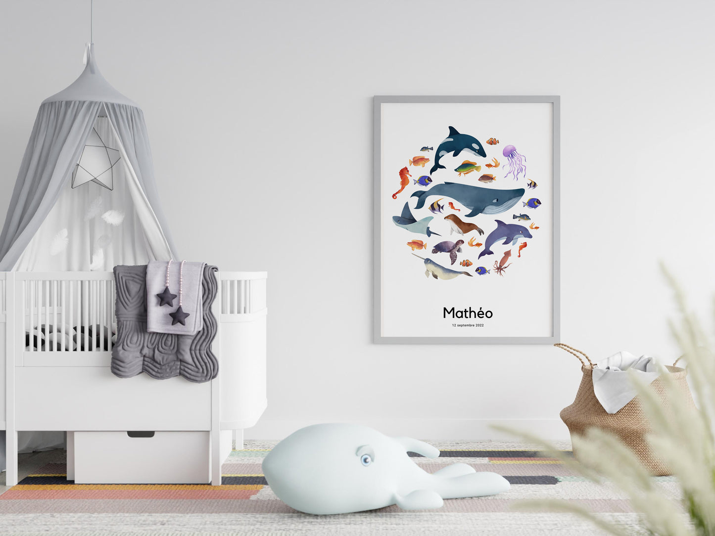 Affiche les animaux de la mer avec texte personnalisable