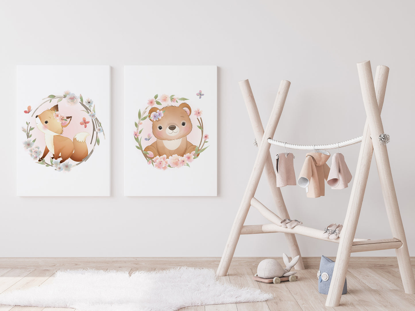 Affiches biche ourson et renard mignon