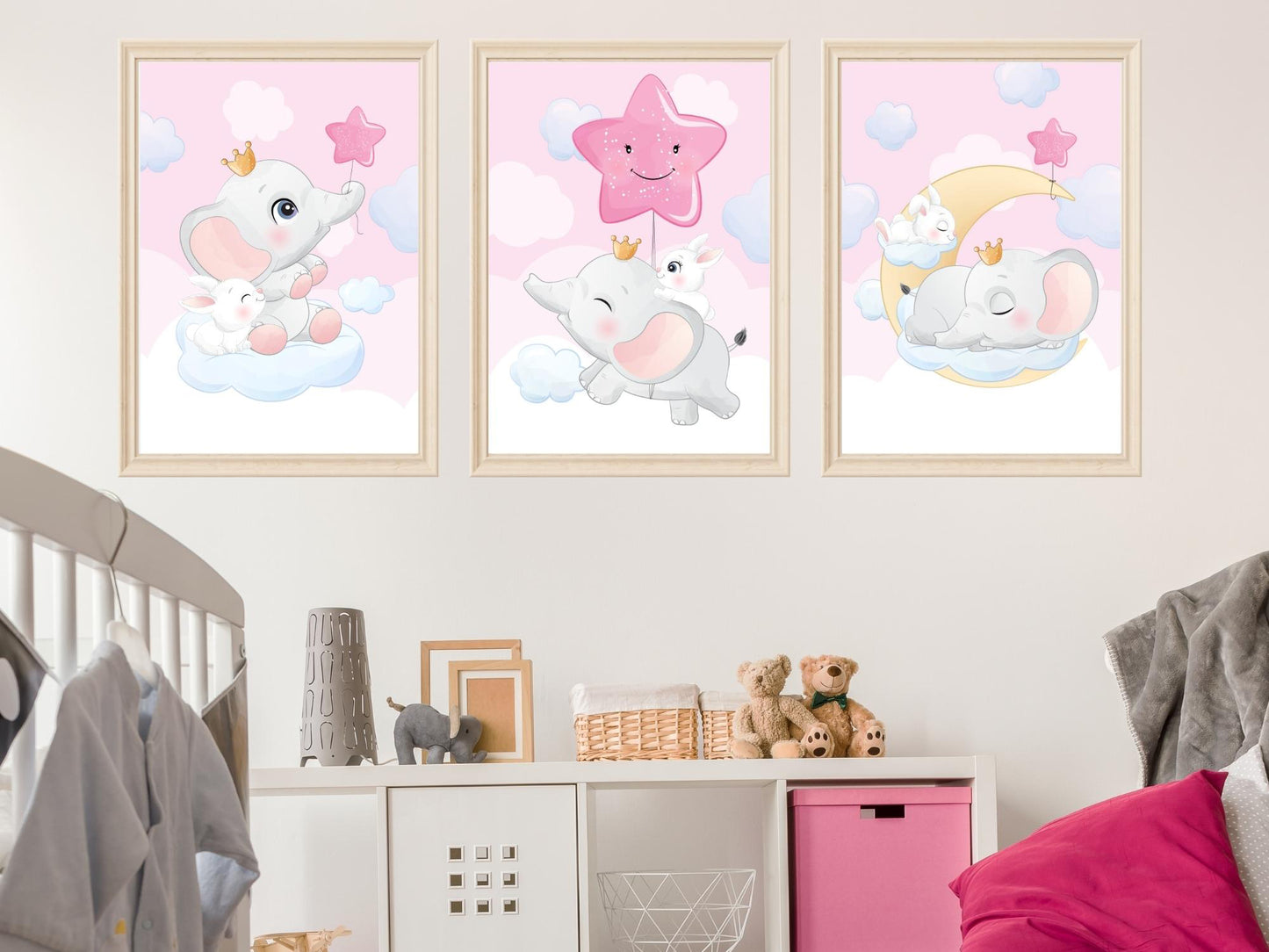 Affiches Éléphant mignon rose