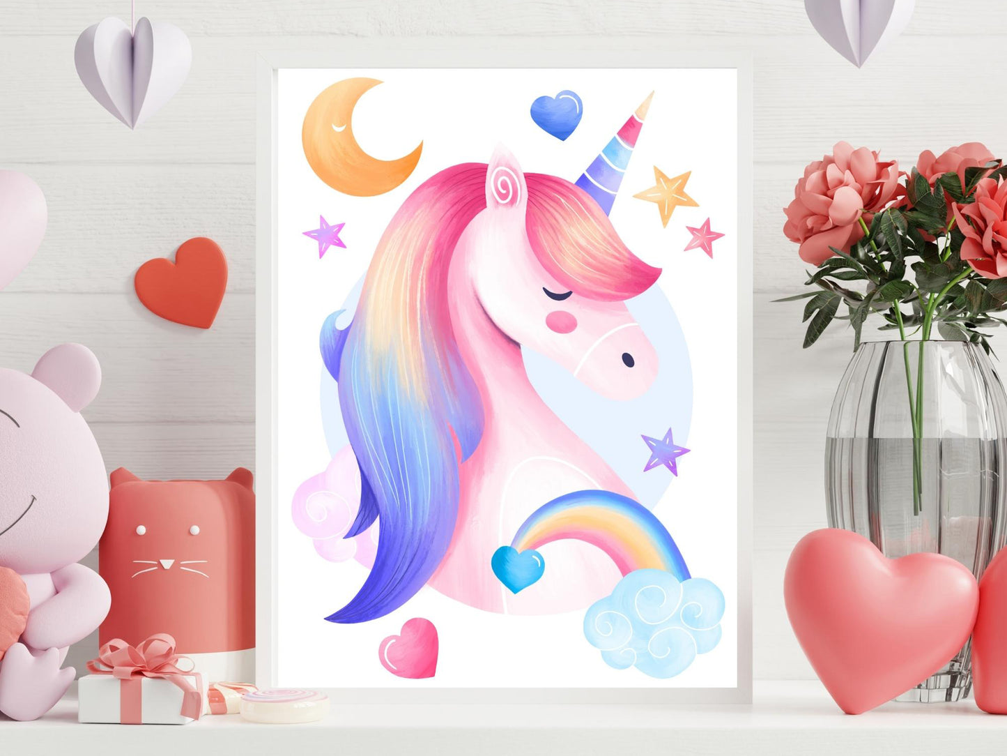 Magical unicorn posters child/baby room - Decoration boy girl -multicolored- Birthday - storytelling and magic - 3 posters A4 A3 print