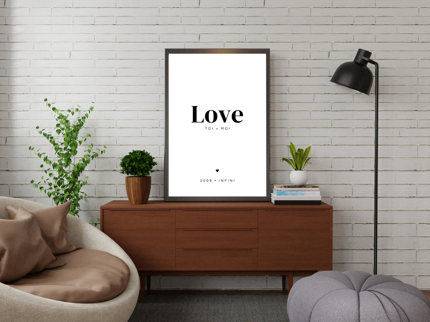 Love you+me poster with customizable date