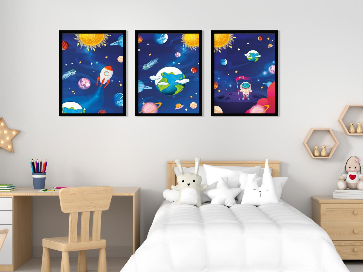 Space 3 posters for children's room - Boy or girl decoration - Space posters - Astronaut Cosmonaut gift idea - A4 A3 quality printing