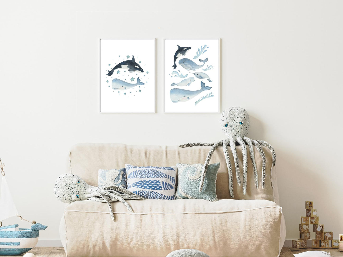 Affiche Les animaux de l'océan aquarelle