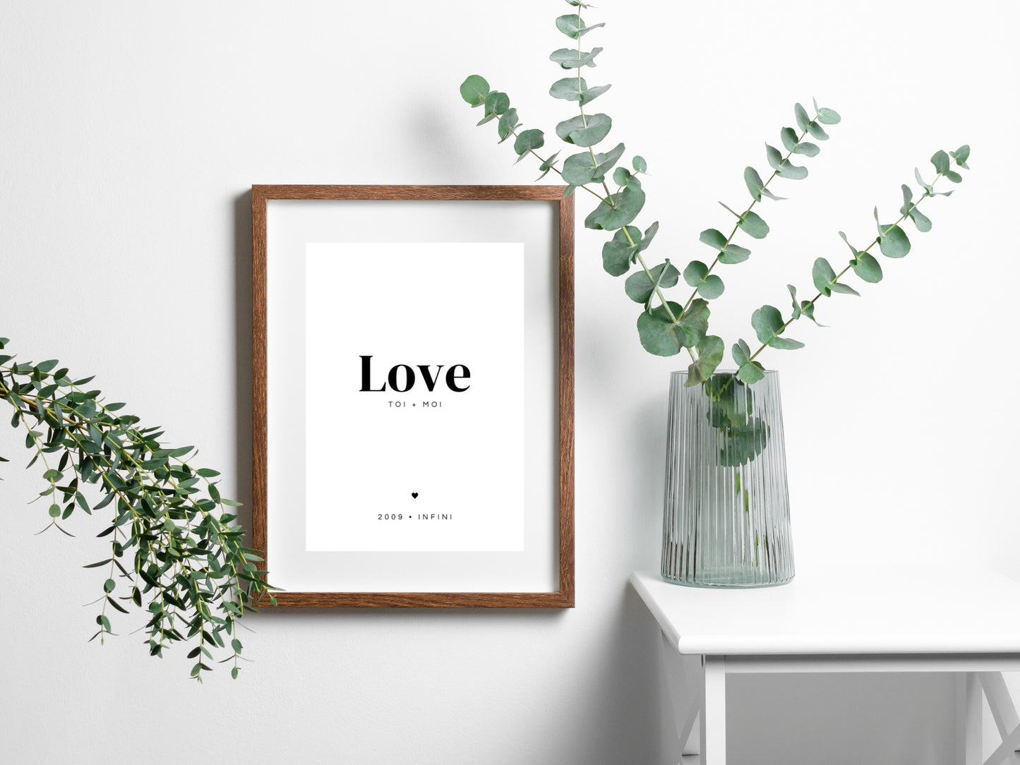 Love you+me poster with customizable date