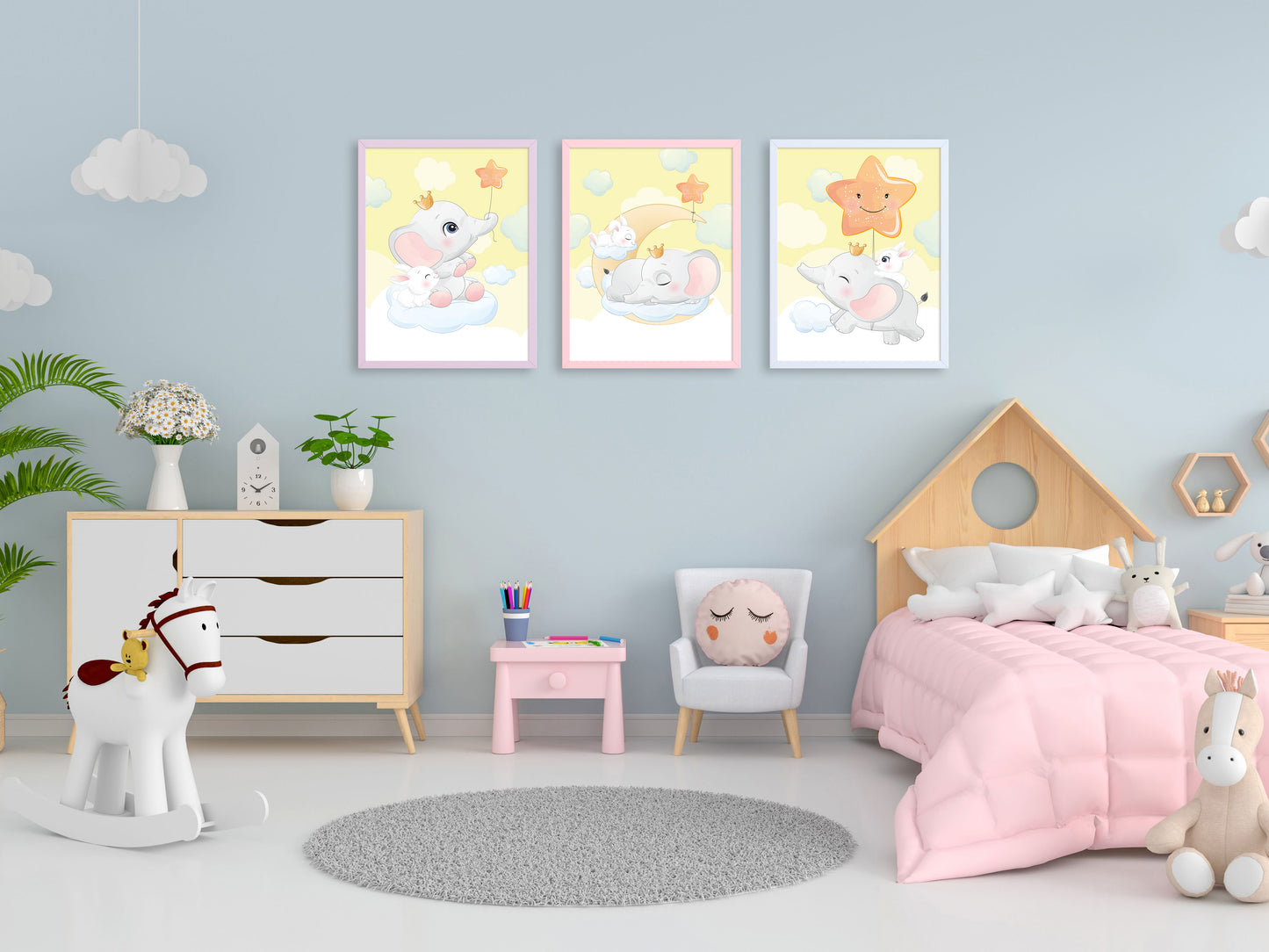 Affiches Éléphant mignon jaune