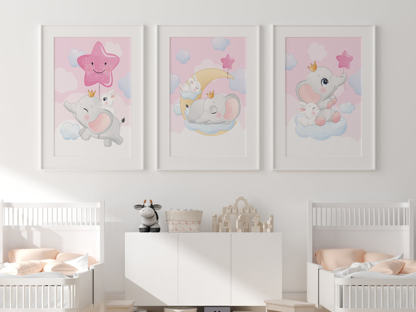 Affiches Éléphant mignon rose