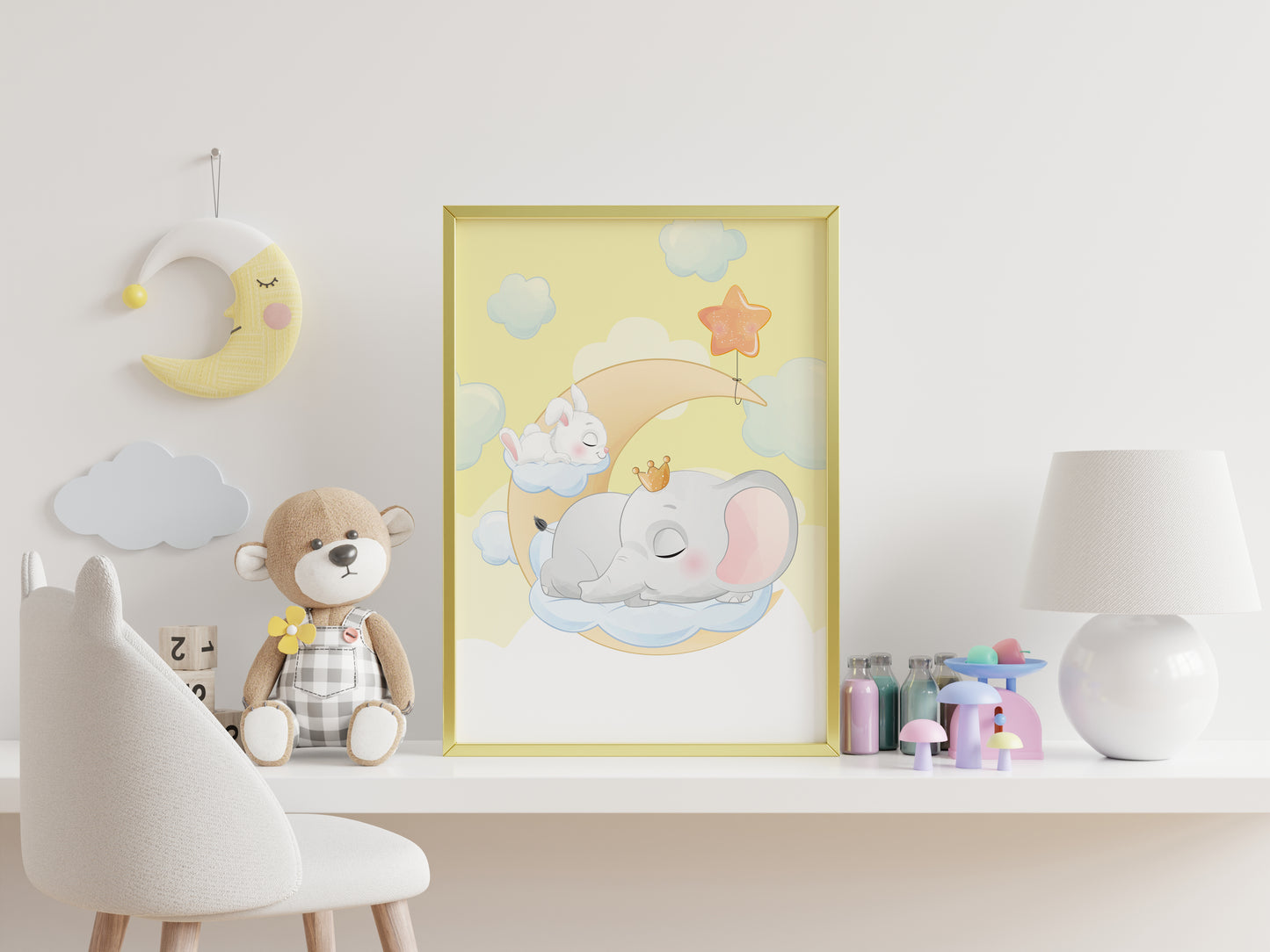 Affiches Éléphant mignon jaune