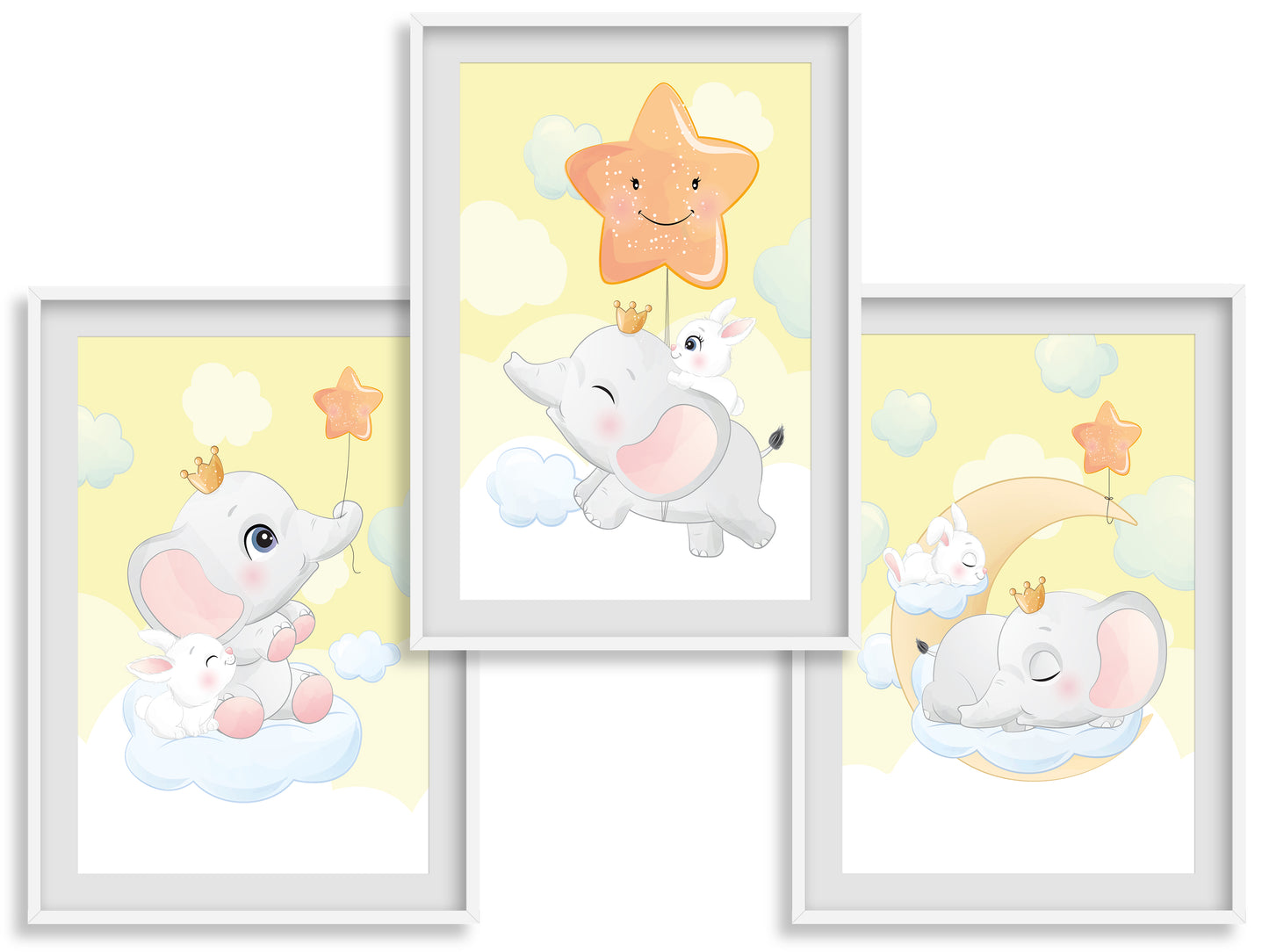 Affiches Éléphant mignon jaune