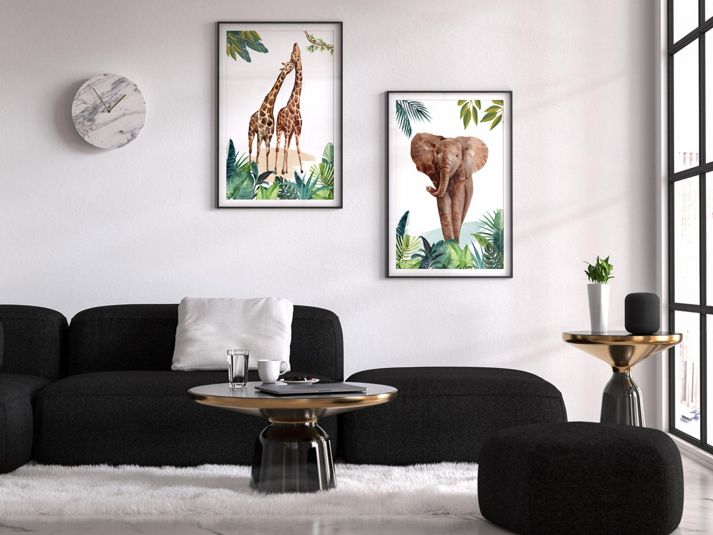 Affiches Jungle décoration avec Lion Eléphant Girafe pour adulte enfant sur le thème safari animaux - Imagine.affiche
