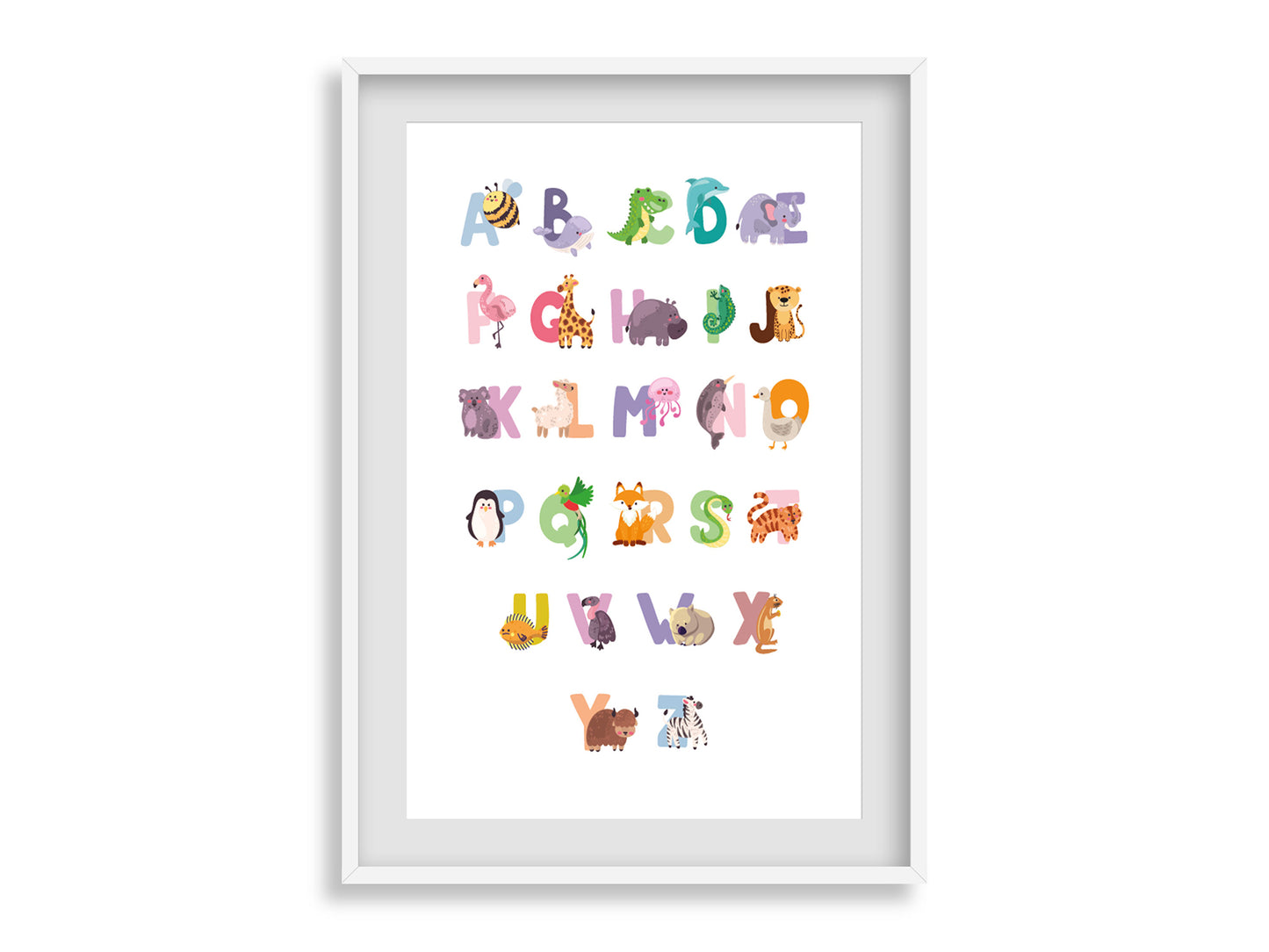 Abécédaire Animaux Coloré - Affiche Éducative et Ludique pour Éveil d'Enfant