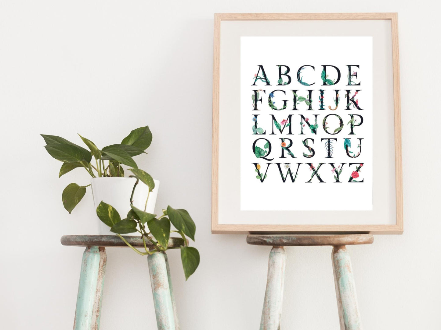 Alphabet book customizable flower theme poster